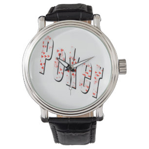 Relógio Logotipo Poker Feito Com Corações,