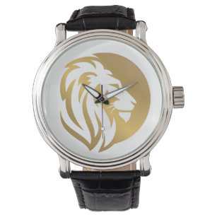Relógio Logotipo Simples de Leão de Leão Dourado