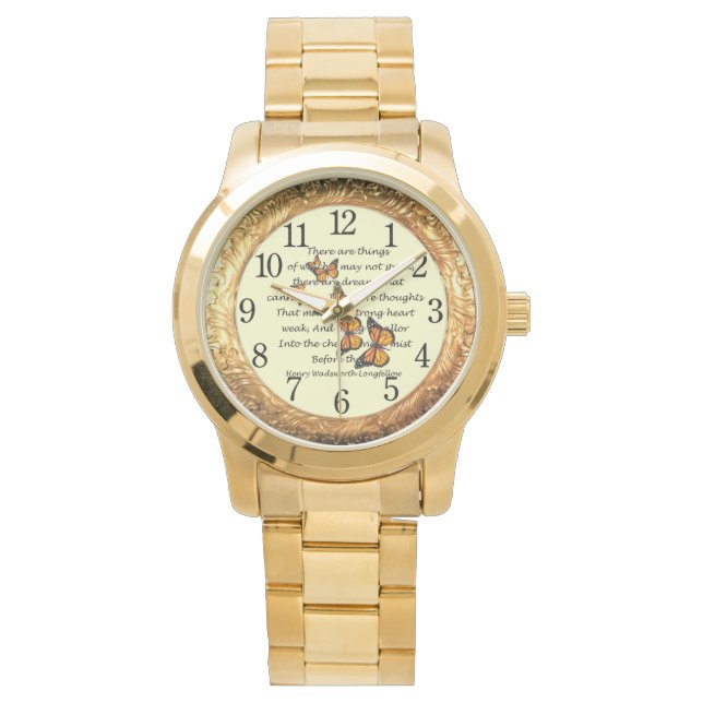 Relógio Longfellow ~ Borboletas Monarcas ~ Anel Ouro ~ (Frente)