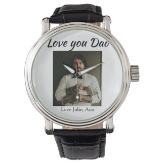 Relógio love you dad fathers day add photo name simple