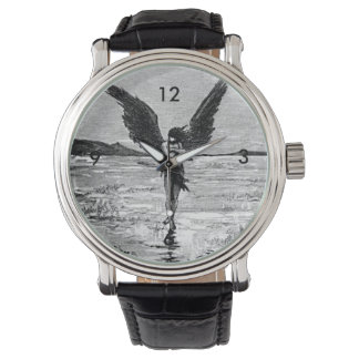 Relógio Lúcifer como Satã, Diabo ou Angel? Vintage Ink Art