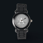 Relógio Lúpulo de prata e monograma de faísca<br><div class="desc">Silver Faux Glitter e Sparkle Elegant Monographic Watch. Esta Monitorização pode ser personalizada para incluir o seu nome inicial e próprio. O "Relógio Luminoso" faz um Chá de panela,  uma Festa de aniversário ou um presente de Festa de solteira para aquela pessoa especial que ama rosa.</div>