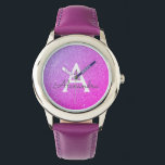 Relógio Lúpulo Roxo e Monograma Rústico<br><div class="desc">Roxo Faux Glitter e Sparkle Elegant Monograma Watch. Esta Monitorização pode ser personalizada para incluir o seu nome inicial e próprio. O "Relógio Luminoso" faz um Chá de panela,  uma Festa de aniversário ou um presente de Festa de solteira para aquela pessoa especial que ama rosa.</div>