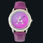 Relógio Lúpulo Roxo e Monograma Rústico<br><div class="desc">Roxo Faux Glitter e Sparkle Elegant Monograma Watch. Esta Monitorização pode ser personalizada para incluir o seu nome inicial e próprio. O "Relógio Luminoso" faz um Chá de panela, uma Festa de aniversário ou um presente de Festa de solteira para aquela pessoa especial que ama rosa.</div>