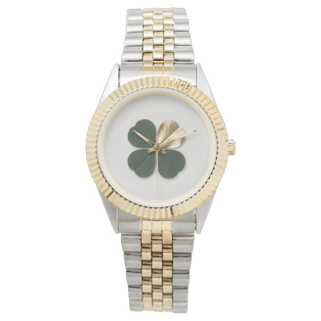 Relógio Luxe Gold Clover Womens Watch Anniversary Gift (Frente)
