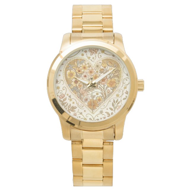 Relógio Luxury, , Beigi Gold ,Love Heart , Valentine's Day (Frente)