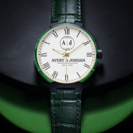 Relógio Luxury  Couple Name Custom Engraved Romantic  Mono