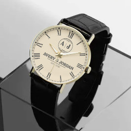 Relógio Luxury Couple Name Custom Engraved Romantic  Monog