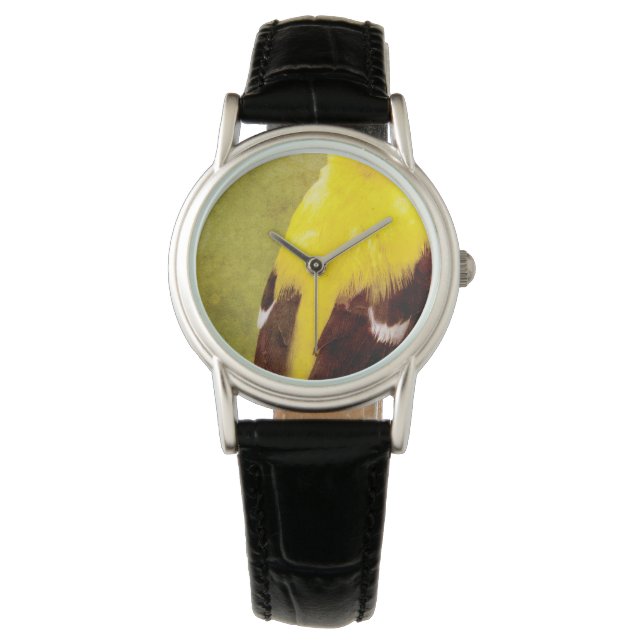 Relógio Luxury Designer Goldfinch Bird Art Watch  (Frente)