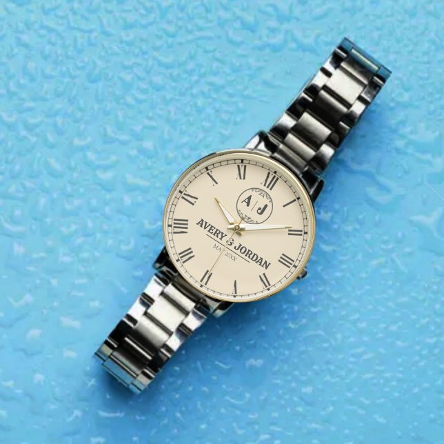 Relógio Luxury Elegant Minimalist Customizable Couple’s  (Criador carregado)