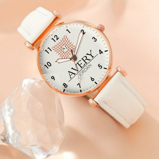 Relógio Luxury Elegant Monogram with couple names Initials (Criador carregado)