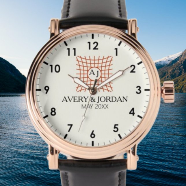 Relógio Luxury Elegant Monogram with Initials (Criador carregado)