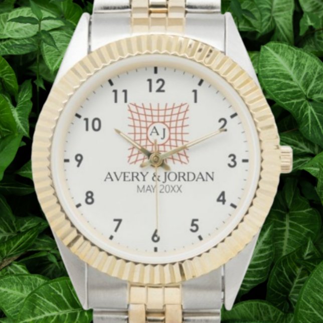 Relógio Luxury Elegant Monogram with Initials (Criador carregado)