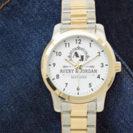 Relógio Luxury Elegant Monogram with Initials white