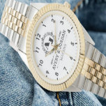 Relógio Luxury Elegant Monogram with Initials white<br><div class="desc">Create your own custom brand luxury watch. Timeless elegant watch dial design with fine indexes. Add your own custom monogram, custom name, designer name, initials, year of birth, logo, icon, photo image, etc. Sophisticated presence of modern minimalist style with elegant script typography template. Luxurious watch for him. Make it a...</div>