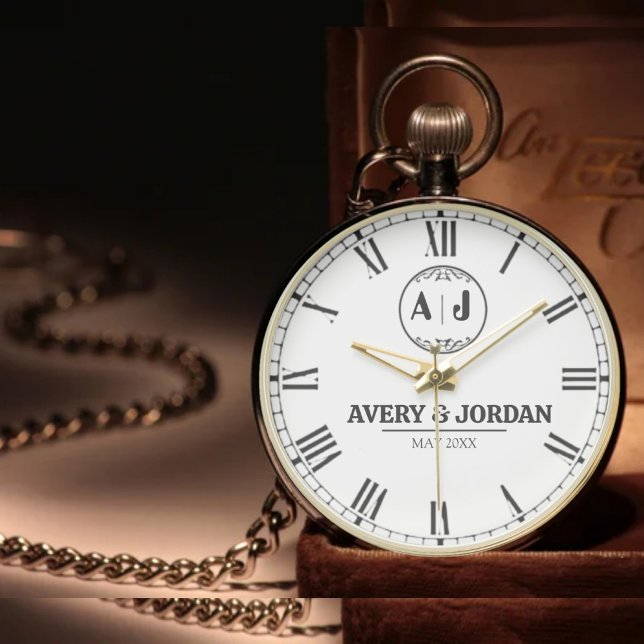 Relógio Luxury  Elegant Personalized Monogram Perfect Gift (Criador carregado)