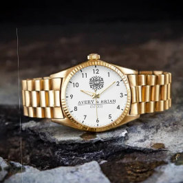 Relógio Luxury Floral Monogram Letters with Couple's Names