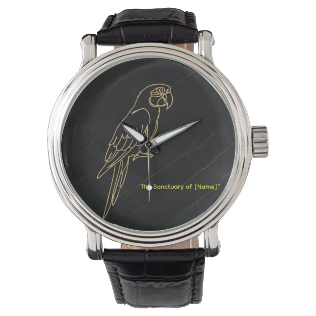 Relógio Luxury Gold Macaw Parrot Marble Wristwatch (Frente)