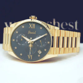 Relógio Luxury Gold  Personalized with Name & Date