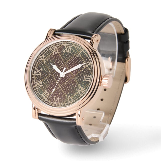 Relógio Luxury Gold Red Green Color Pattern  (Ângulo)