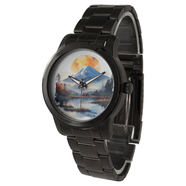 Relógio Luxury Landmark Mountain & River Watch Elegant  (Angular)