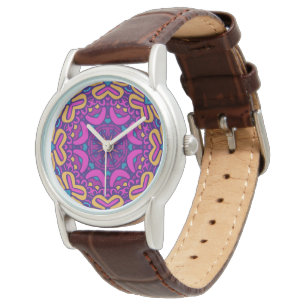 Relógio Luxury Leather Watch - padrão tribal de Na moda Bo