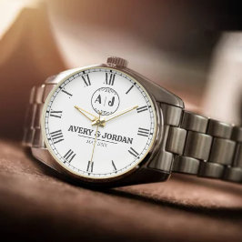 Relógio Luxury Modern Minimalist Monogram Personalized Wed