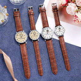 Relógio Luxury monogram cream couple names initials 