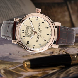 Relógio Luxury monogram cream couple names initials 