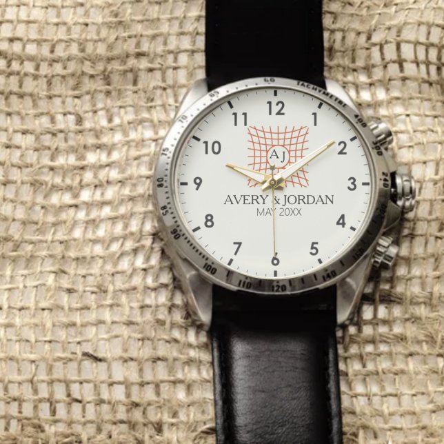 Relógio Luxury Monogram Elegant Initials Couple Names (Criador carregado)