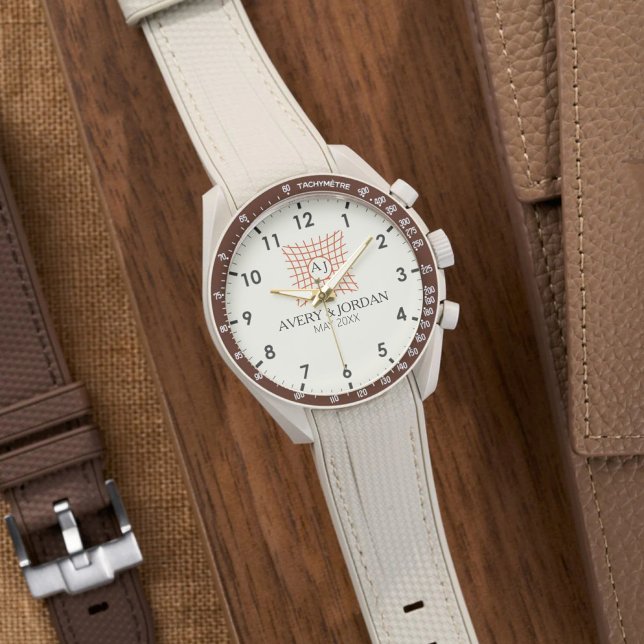 Relógio Luxury Monogram Elegant Initials Couple Names (Criador carregado)