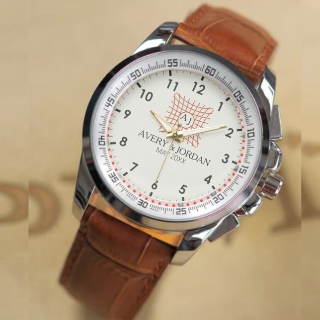 Relógio Luxury Monogram Elegant Initials Couple Names (Criador carregado)