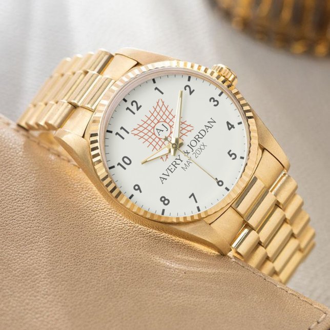 Relógio Luxury Monogram Elegant Initials Couple Names (Criador carregado)