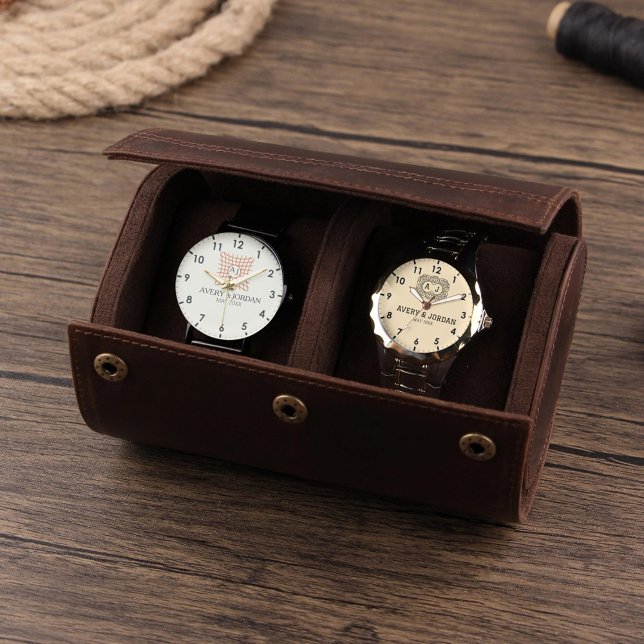 Relógio Luxury Monogram Elegant Initials Couple Names (Criador carregado)