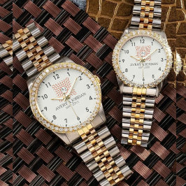 Relógio Luxury Monogram Elegant Initials Couple Names