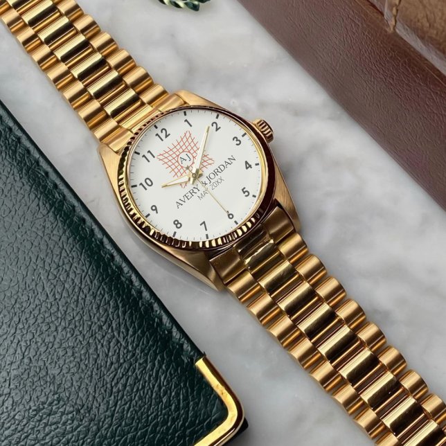 Relógio Luxury Monogram Elegant Initials Couple Names (Criador carregado)