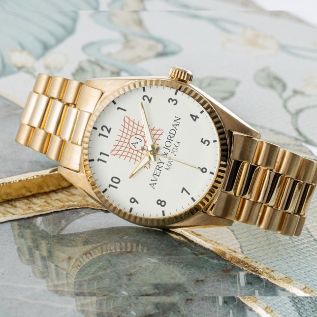 Relógio Luxury Monogram Elegant Initials Couple Names (Criador carregado)