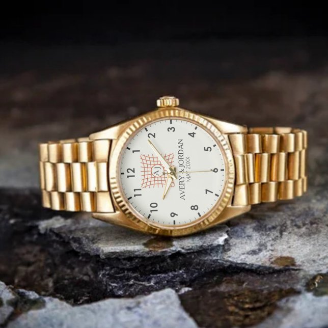 Relógio Luxury Monogram Elegant Initials Couple Names (Criador carregado)