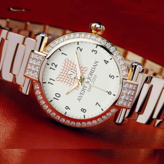 Relógio Luxury Monogram Elegant Initials Couple Names (Criador carregado)