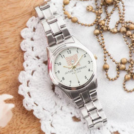 Relógio Luxury Monogram Elegant Initials Couple Names