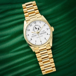 Relógio Luxury Monogram Elegant Initials White and black