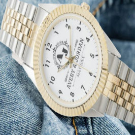 Relógio Luxury Monogram Elegant Initials White and black