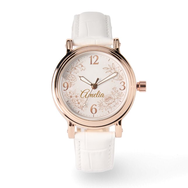 Relógio Luxury Personalized Birth Flower Watch Gift (Frente)
