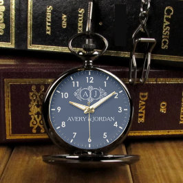 Relógio Luxury romantic couple monogram wedding keepsake 