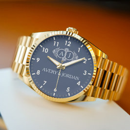 Relógio Luxury romantic couple name monogram wristwatch