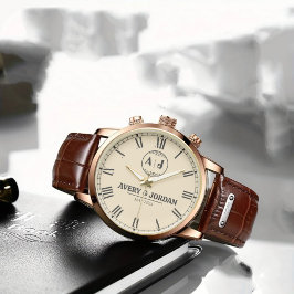 Relógio Luxury Stylish Minimalist Engraved Couple’s Name 