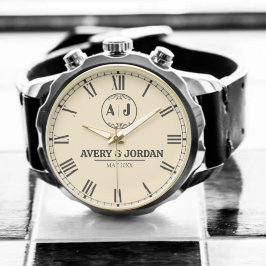 Relógio Luxury Unique Engagement Gift Custom Monogram Mode