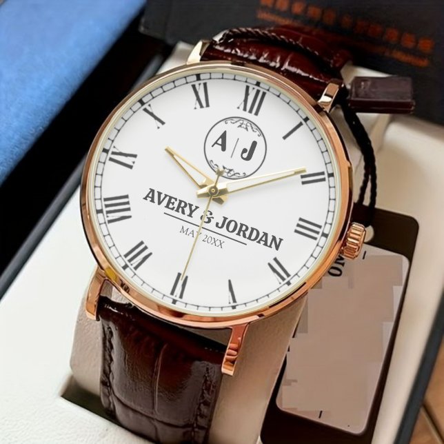 Relógio Luxury Unique Engagement Gift Custom Monogram Mode (Criador carregado)