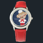 Relógio Macaco-marinheiro personalizado<br><div class="desc">Este relógio de diversão apresenta uma doce ilustração vetorial de um macaco fofo vestindo um traje marinheiro e pode ser personalizado com o nome ou monograma do seu filho.</div>