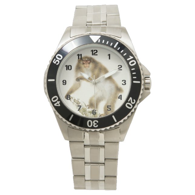 Relógio Macaco Velho com Cereja no outono (Frente)